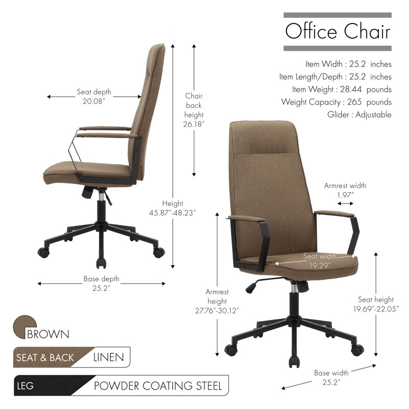 Chaise de bureau Tara, Brun