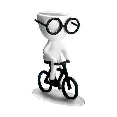 People Coffee, Succulent Planter, Bicycle Planter - Plat Pot With Drainage - People Planter - Cute Planter