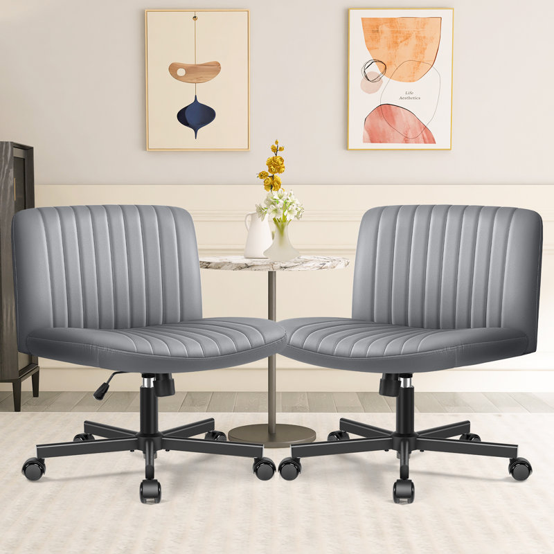 Wheeled Wide Seat Leisure Office Chair, Gray