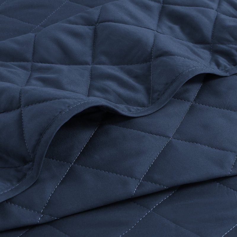Wayfair Basics® Microfiber Reversible Diamond Quilt Set, Navy, Full/Queen Quilt + 2 Standard Shams