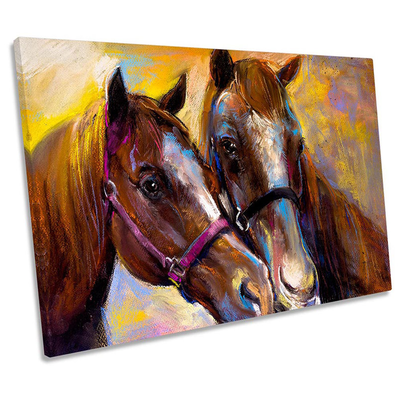 Horse Faces - Wrapped Canvas Painting, 40.6cm H x 61cm W x 2cm D