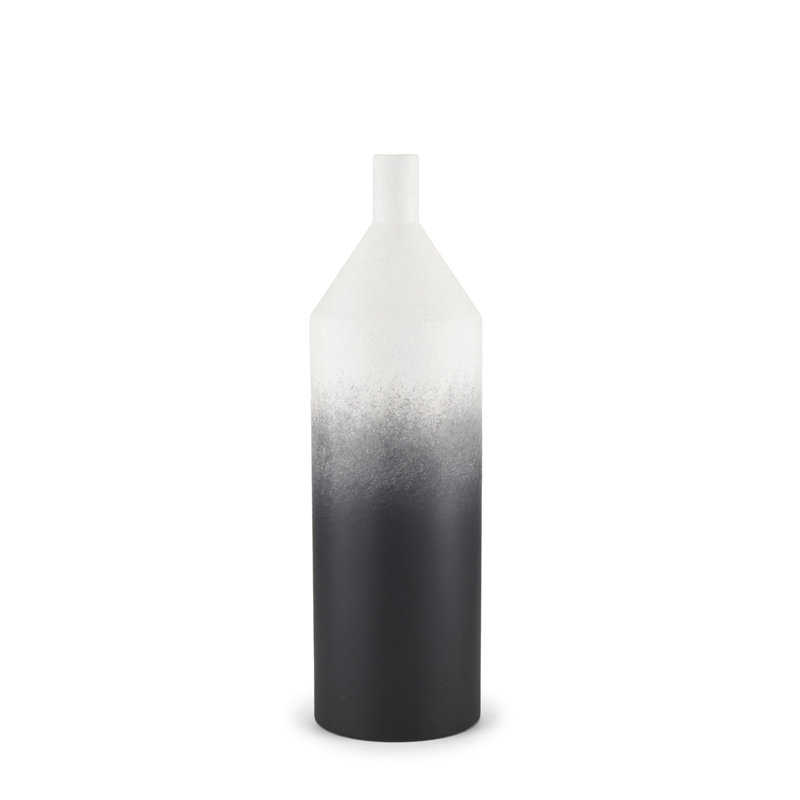 Vase de table en métal 20 po noir et blanc