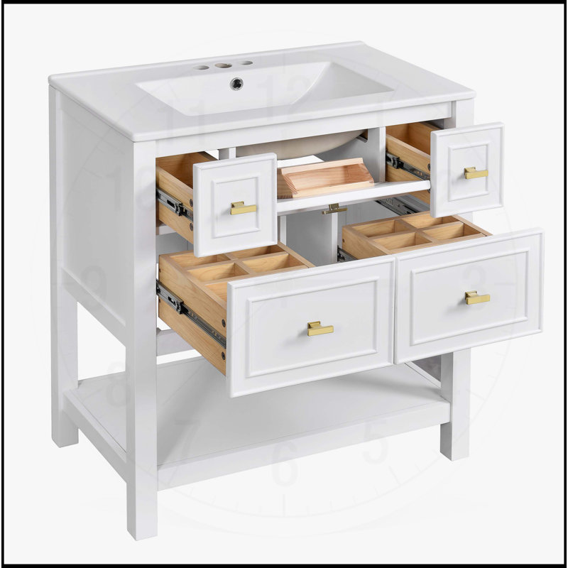 Meuble-lavabo 30 po avec lavabo en céramique, Blanc