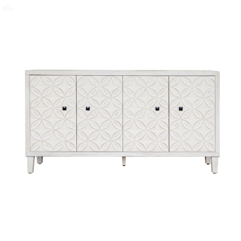 Schonbrunn Sideboard,Buffet table,Dining cabinet,Office credenza with Storage, White Washed