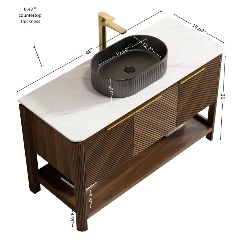 Meuble-lavabo de salle de bain de style contemporain, 48"