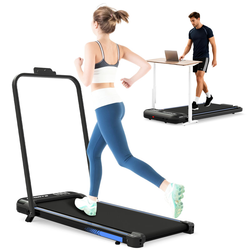 Tapis de course 3 en 1 pliable sous bureau, avec inclinaison à 9 %, moteur de 2,5 ch, vitesse de 1 à 8 km/h, télécommande, écran DEL, appareil de conditionnement physique multifonctionnel pour bureau, réglage silencieux, idéal pour la salle de sport.