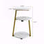 Petite table d'appoint ronde avec rangement à 3 niveaux - table de bout en or blanc, table de chevet à structure métallique robuste, table basse compacte pour le salon de la chambre à coucher-1224805065