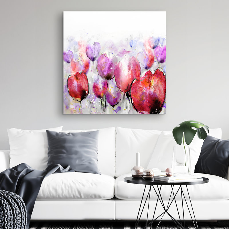 tulips field - 32"x32" art on canvas