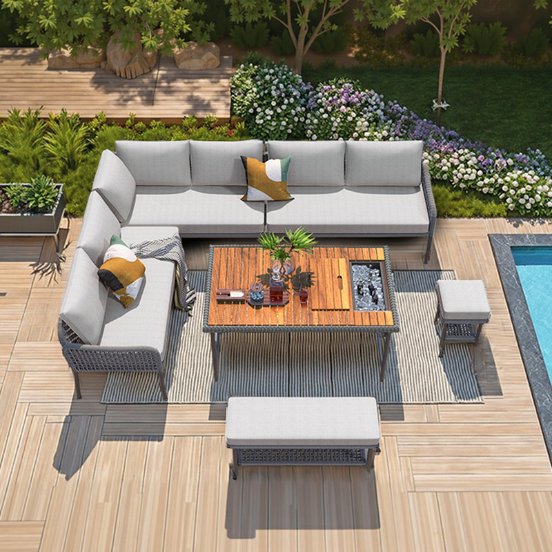 6-Piece Rope Patio Furniture Set, Gray