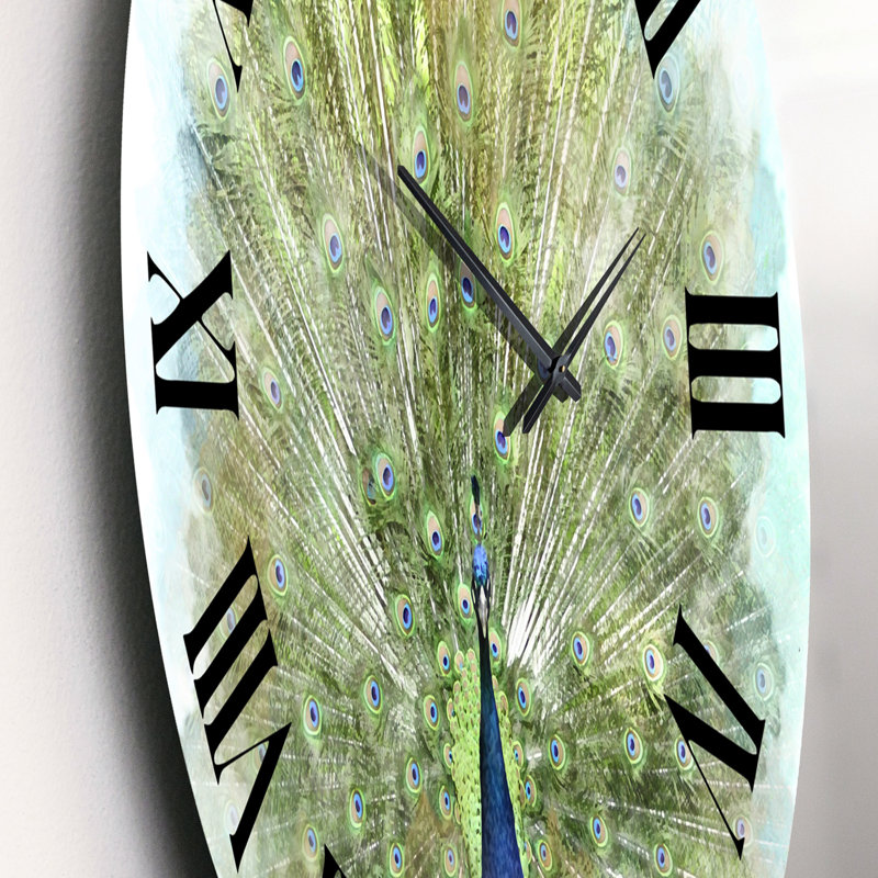 Peacock Bird - Traditional Wall Clock, 23" H x 23" W x 1" D
