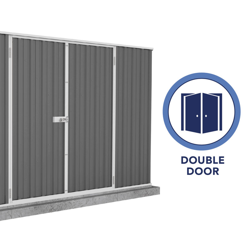 Gray 10 ft. x 7 ft. Premier Metal Double Door Shed
