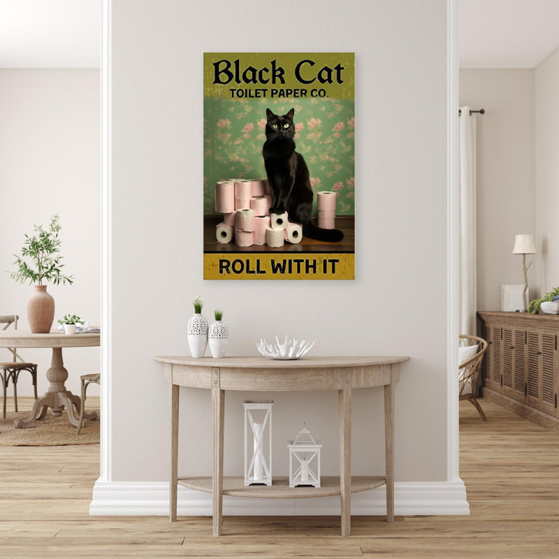 Papier de toilette Black Cat 2 - 1 pièce Rectangle Graph Papier de toilette Black Cat 2 - 1 pièce Rectangle, impression sur toile tendue