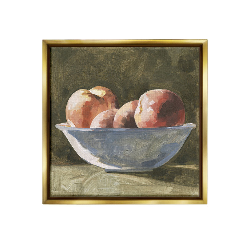 «Apples In Bowl Still Life» par Emma Caroline sur toile, Cadre flottant métallique doré, H 18 po x l 18 po