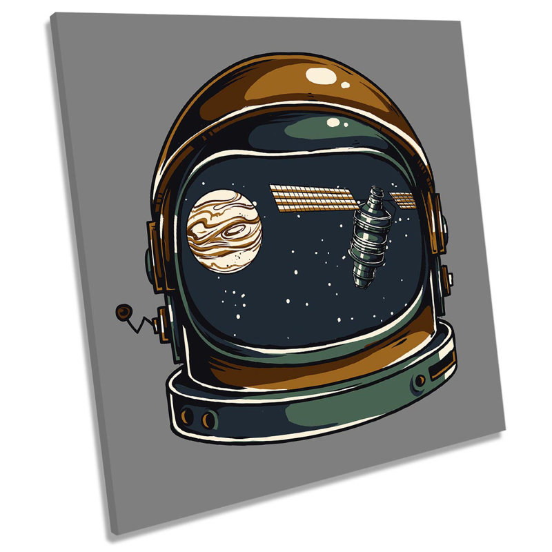 Space Astronaut Helmet Astronomy - Wrapped Canvas Print, 91.4cm H x 91.4cm W x 4cm D