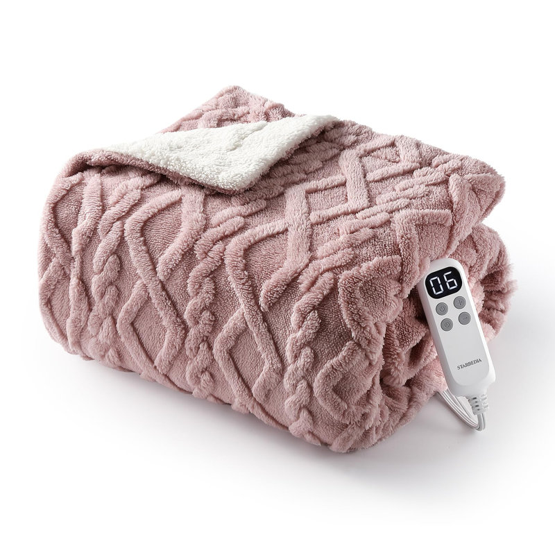 Heated Throw Blanket, 152.4cm L x 127cm W, Pink