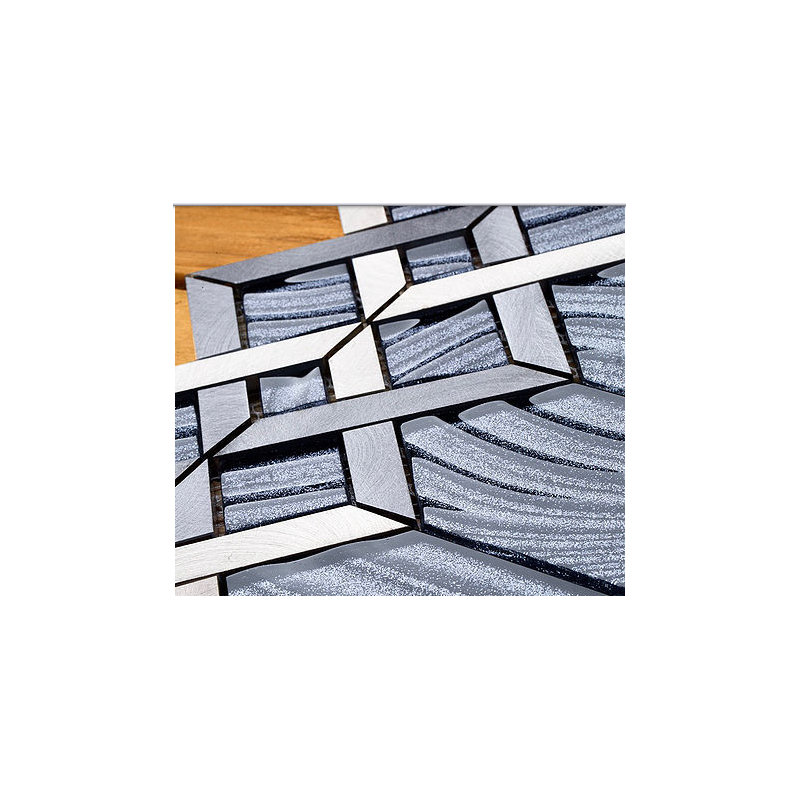 Hexa Metal/Glass Novelty Mosaic Wall Tile, Gray/Silver
