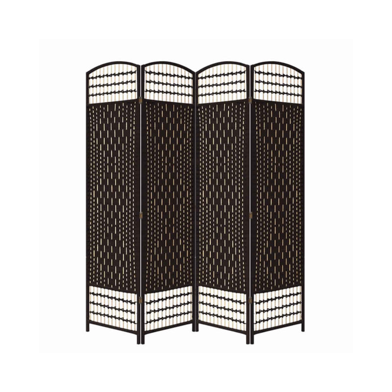 Cloison pliante à 4 panneaux Rodney, Espresso, H 66,75 po x l 63,25 po x P 1 po