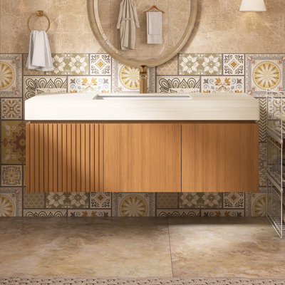 Meuble-lavabo mural simple 48 po avec plateau en marbre