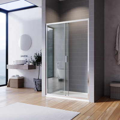 1850mm H Sliding Framed Walk In Glass Screens with Clear Glass