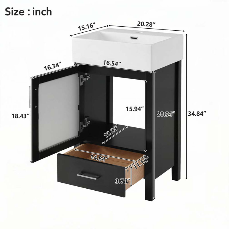 Bathroom Vanity with Ceramic Sink