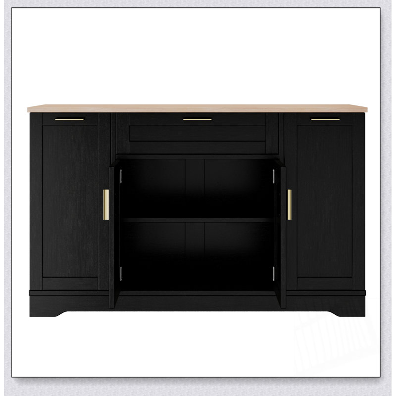 Buffet de rangement multifonctionnel avec table de salle à manger extensible, tablettes réglables et support coulissant à 3 niveaux pour la cuisine, la salle à manger et le salon