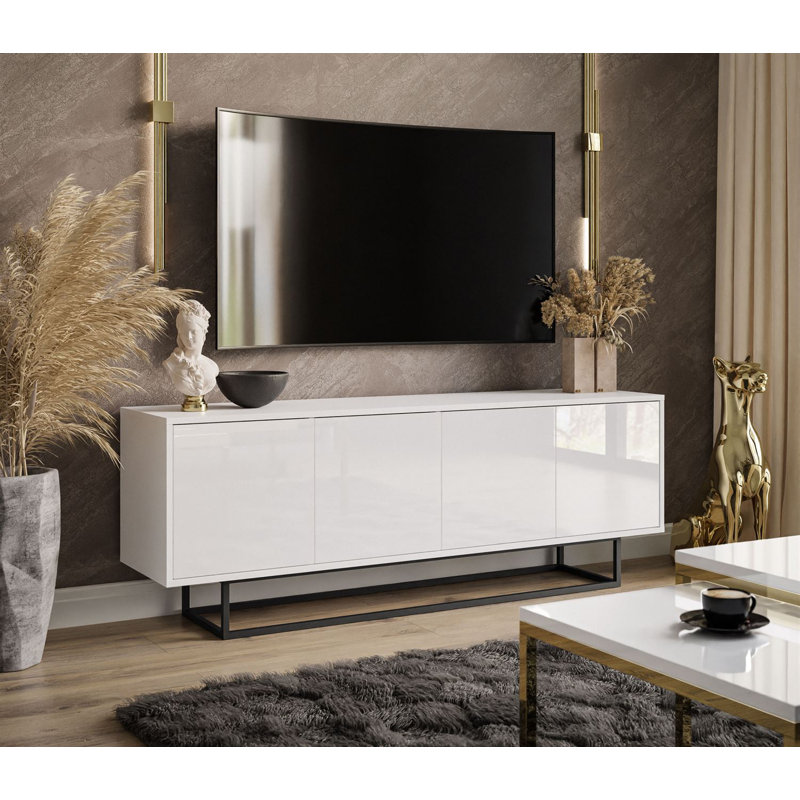 Aimur Unfinished TV Stand for TVs up to 65, White/Black