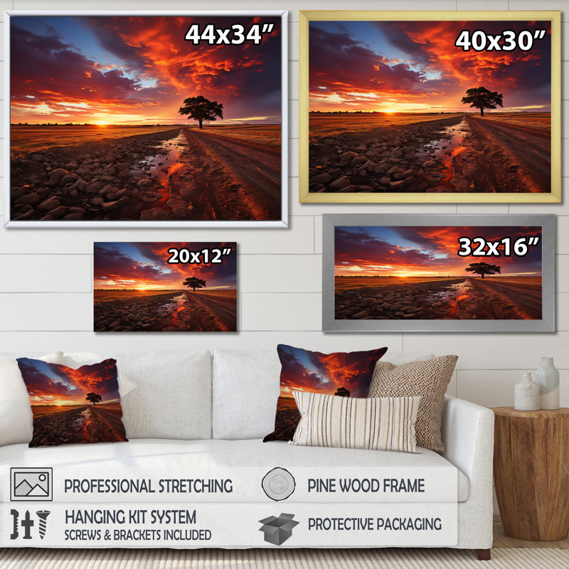 Canada Canada Sunsets sur impression sur toile, Cadre photo blanc, H 34 po x l 44 po x P 1,5 po