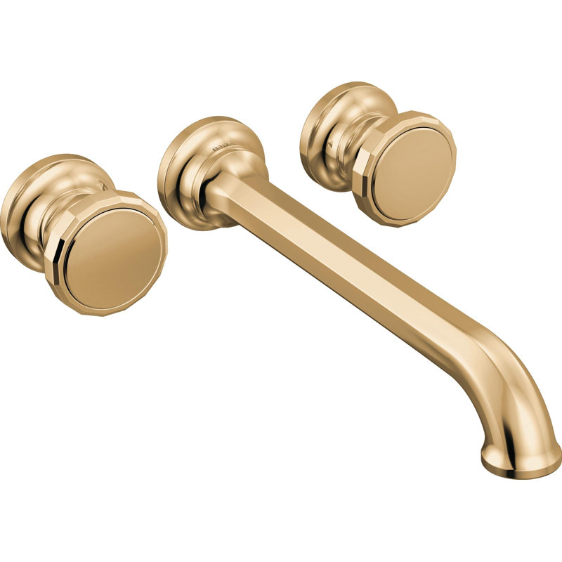 Beauclere™ Two Handle Wall Mount Tub Filler, Wheel Handle, Brilliance Polished Gold
