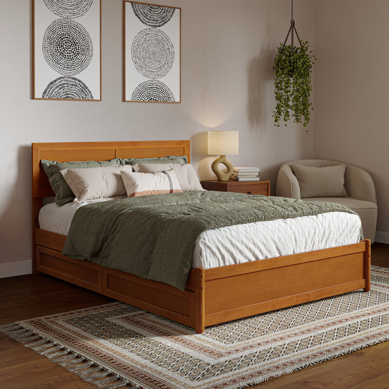 Astley Wood Panel Storage Bed, Full, Light Toffee