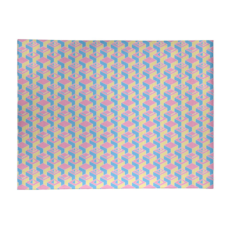 Tapis rose pâle/vert skyscrapers, Rectangle 5 pi x 7 pi