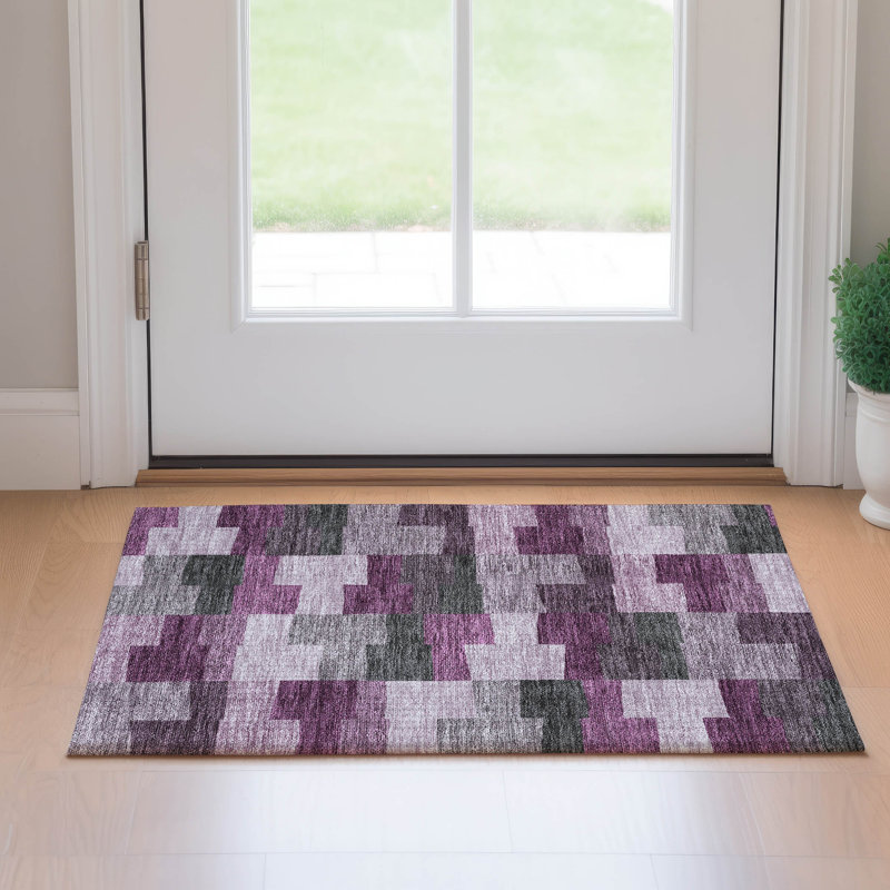 Premium Machine Washable Fehr Merlot Rug, Rectangle 1'8" x 2'6"