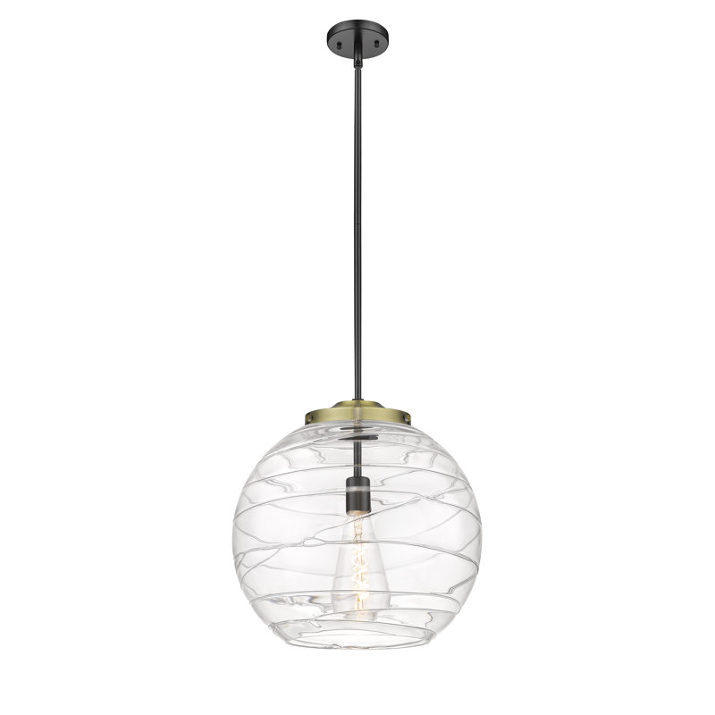 1 - Light Single Drop Pendant Pendant, Black Antique Brass, Clear, 17.13" H x 15.75" W x 15.75" D