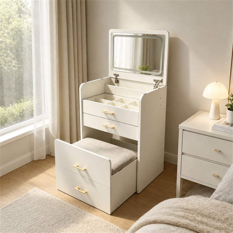 Vanity with Mirror and Seat