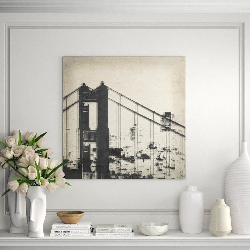 Old Golden Gate Bridge Print by Isabella Burton, 36" H x 36" W x 1.5" D, Glass Coat