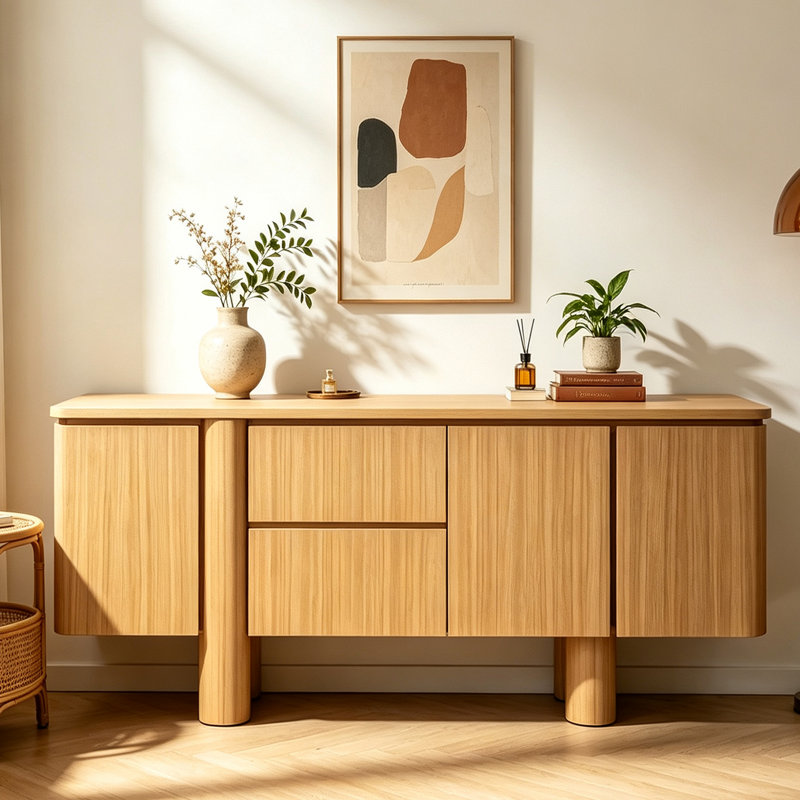 Armoire d'entrée Mid-Century, H 31,5 po x l 78,7 po x P 17,7 po