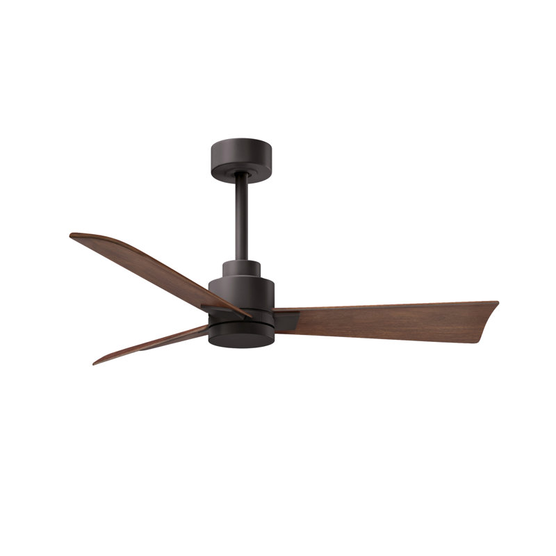 Alessandra Outdoor Downrod Ceiling Fan, Walnut, Textured Bronze