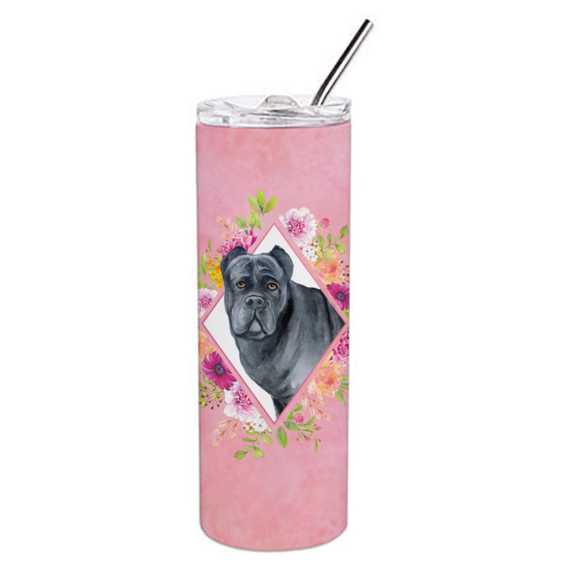 E23BF9F8391D466E9CA4F8DFEBD9A7DB de verre 20 oz à double paroi en acier inoxydable chiot, Cane corso, Rose