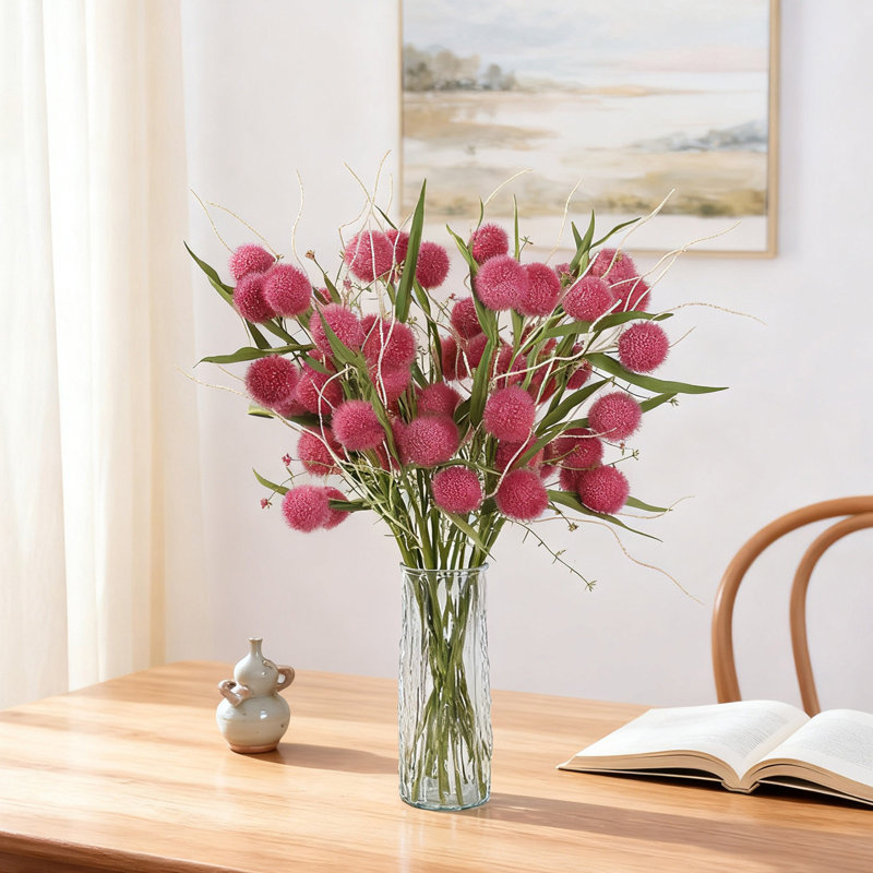 Faux fleurs artificielles en forme de boule de pissenlit à 3 têtes kbndieu, Rose millennial