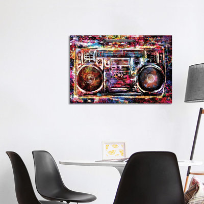 Boombox "80s Vibe" - Giclée sur toile tendue avec châssis