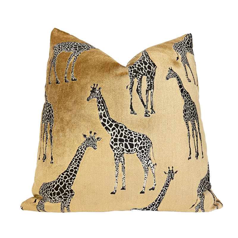 Housse de coussin girafe en velours, H 22 po x l 22 po