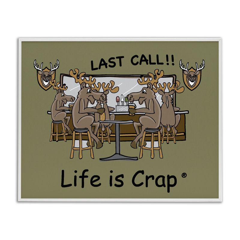 «Last Call at Bar Giclee» par LIC, Giclée encadrée blanc bord de mer, H 24 po x l 30 po