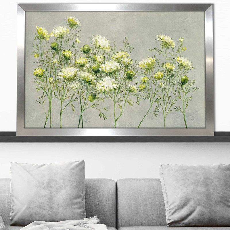 Queen Annes Lace - peinture, H 33,5 po x l 49,5 po x P 1 po, Encadrement argenté