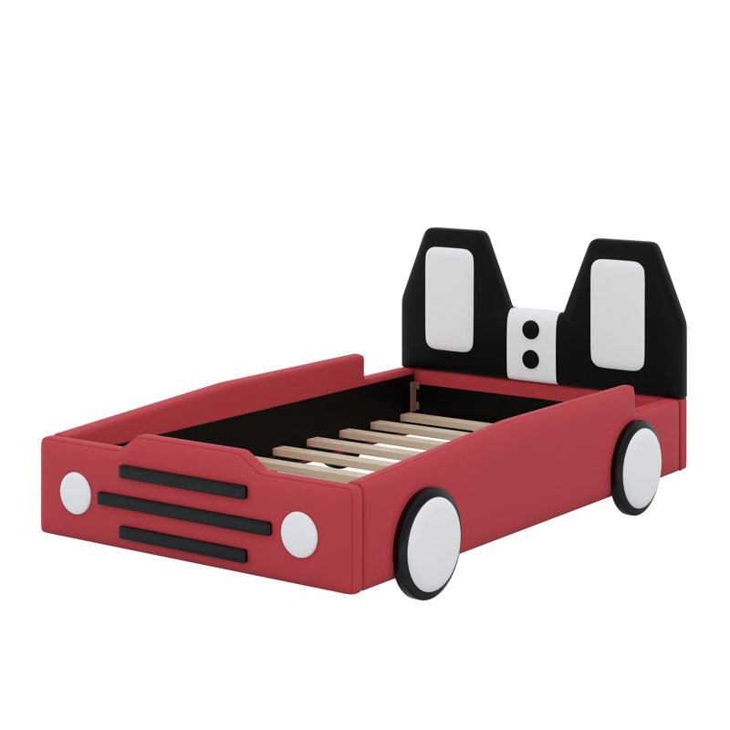 Lit plateforme en forme de voiture de course, Rouge