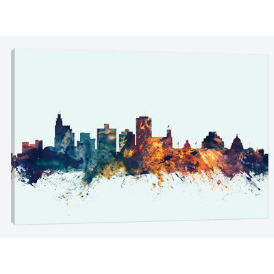 Série d’horizons : jackson, mississippi, usa on blue, reproduction d’art sur toile tendue