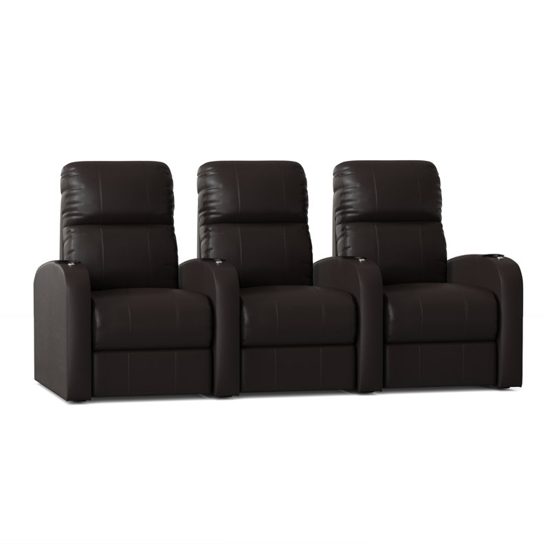 Canapé home theater (rangée de 3), Brun ultra foncé, Électrique