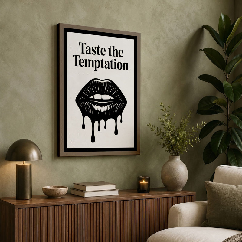 Taste the Temptation Modern - Wrapped Canvas, 24x16 - 61.0 x 40.6 cm, Sage Border
