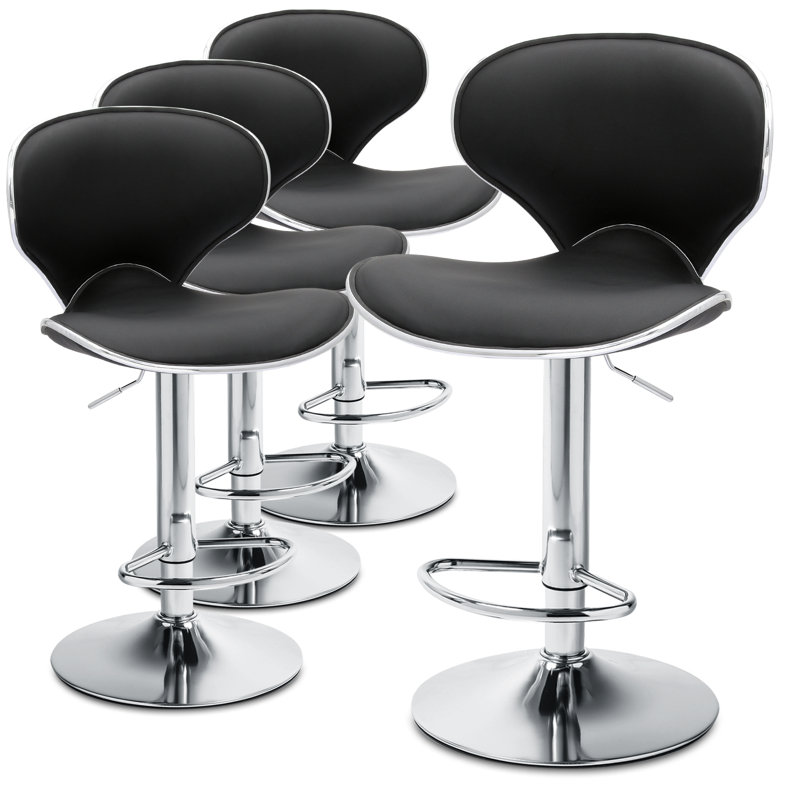 Tabouret de bar Angles, Similicuir noir, 4