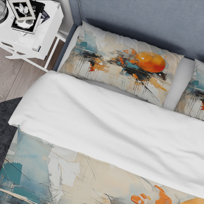 Ensemble de housse de couette en microfibre / polyester Teal Orange Bold Energy III