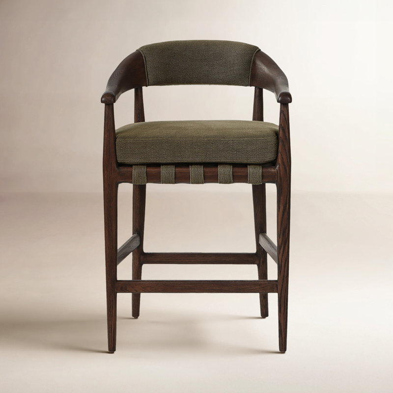 Clendon Upholstered Stool, Broadway Olive Linen