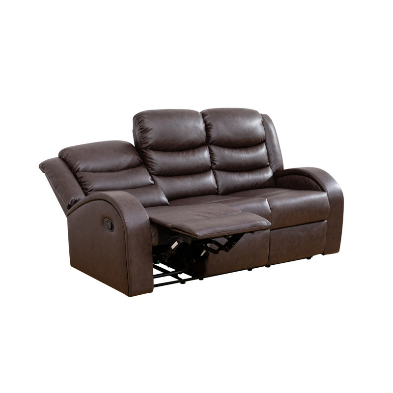 72" Luxcomfort Leather Reclining Sofa – Plush Seating For Ultimate Relaxation, Brown